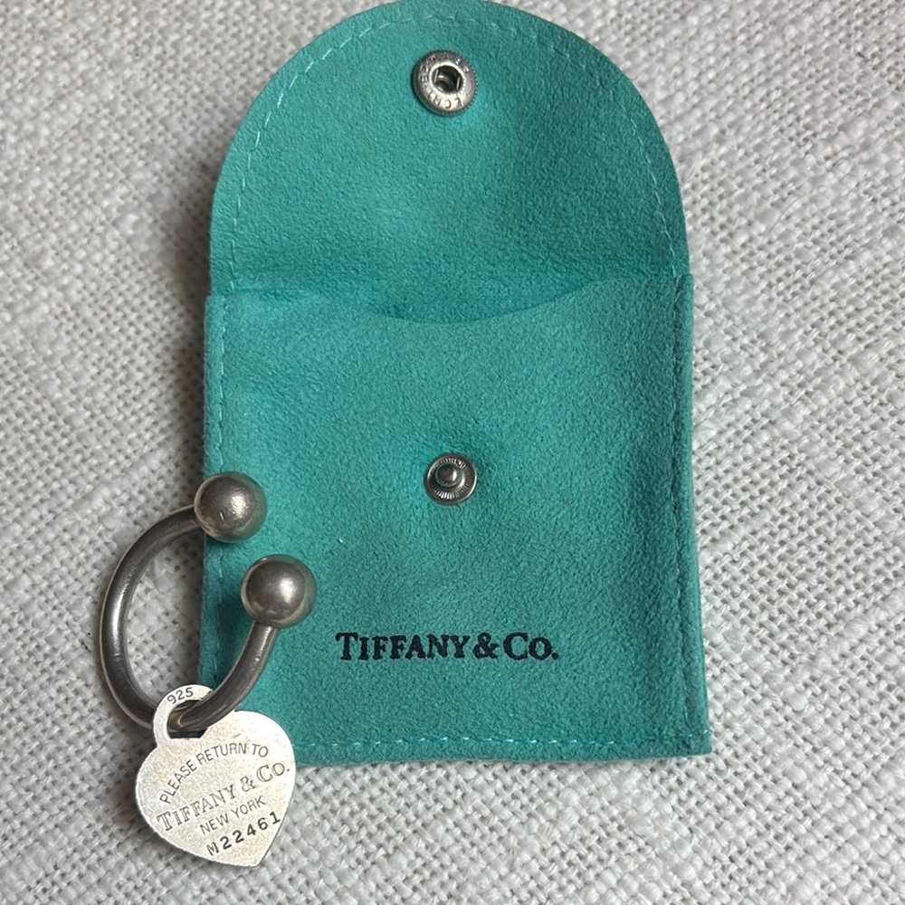 Tiffany & Co. Silver Heart Keychain with Original Pouch